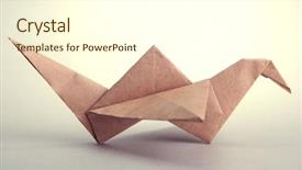  Presentation with origami crane - PPT theme with kraft paper - origami crane on grey background background and a  colored foreground