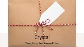  Presentation with gift - Amazing presentation design having kraft paper - parcel gift box on white backdrop and a coral colored foreground