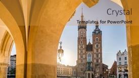  Presentation with morning sunrise - Presentation with krakow-cloth-hall-and-saint background and a gold colored foreground
