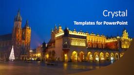  Presentation with poland - Audience pleasing PPT theme consisting of krakow-market-square-poland backdrop and a dark gray colored foreground