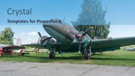  Presentation with museum exhibition - Amazing presentation having krakow-museum-of-aviation-poland backdrop and a light blue colored foreground