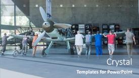  Presentation with museum exhibition - Cool new presentation with krakow-museum-of-aviation-poland backdrop and a seafoam green colored foreground