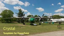  Presentation with museum exhibition - Theme with krakow-museum-of-aviation-poland background and a tawny brown colored foreground