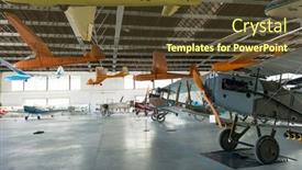  Presentation with museum exhibition - Slides having krakow-museum-of-aviation-poland background and a tawny brown colored foreground