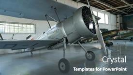  Presentation with museum exhibition - Theme enhanced with krakow-museum-of-aviation-poland background and a gray colored foreground