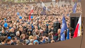  Presentation with political rally - Colorful presentation enhanced with krakow-poland-apr-29-2015 backdrop and a coral colored foreground