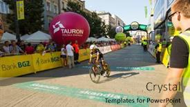  Presentation with participant - Beautiful slide set featuring krakow-poland-august-3-unidentified backdrop and a coral colored foreground