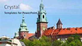 Presentation with poland - Slide deck enhanced with krakow-poland-famous-wawel-cathedral background and a light blue colored foreground