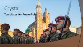  Presentation with soldiers - Colorful slides enhanced with krakow-poland-feb-10-2016 backdrop and a light blue colored foreground