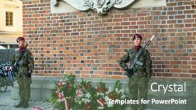  Presentation with soldiers - Audience pleasing PPT theme consisting of krakow-poland-feb-10-2016 backdrop and a tawny brown colored foreground