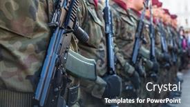  Presentation with soldiers - PPT theme having krakow-poland-feb-10-2016 background and a tawny brown colored foreground