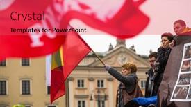  Presentation with independence - Presentation theme enhanced with krakow-poland-feb-22-2014 background and a  colored foreground