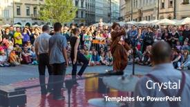  Presentation with points - Presentation design consisting of krakow-poland-jul-11-2015 background and a ocean colored foreground