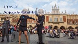  Presentation with points - Beautiful PPT theme featuring krakow-poland-jul-12-2015 backdrop and a sky blue colored foreground