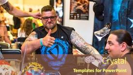  Presentation with congress - Colorful presentation enhanced with krakow-poland-june-6-2015 backdrop and a tawny brown colored foreground