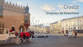  Presentation with birds flying - PPT layouts enhanced with krakow-poland-market-square and a sky blue colored foreground