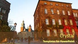  Presentation with president - Presentation theme consisting of krakow-poland-oct-19 background and a tawny brown colored foreground