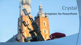  Presentation with soldiers - Presentation theme having krakow-poland-sep-10-2016 background and a light blue colored foreground