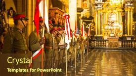  Presentation with feast - Colorful presentation design enhanced with krakow-poland-sep-21-unidentified backdrop and a tawny brown colored foreground