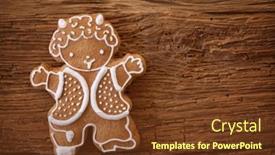  Presentation with gingerbread - Colorful PPT theme enhanced with krampus gingerbread cookies on wooden background backdrop and a tawny brown colored foreground