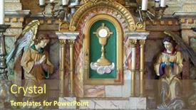  Presentation with church altar - Presentation design having krapinske-toplce-croatia-july-01 background and a violet colored foreground