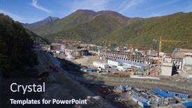  Presentation with building - Presentation theme with krasnaya-polyana-sochi-building background and a wine colored foreground
