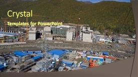  Presentation with building - Presentation theme featuring krasnaya-polyana-sochi-building background and a tawny brown colored foreground