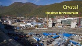  Presentation with building - Beautiful presentation featuring krasnaya-polyana-sochi-building backdrop and a tawny brown colored foreground