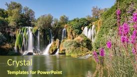  Presentation with bosnia - Beautiful PPT theme featuring kravica-waterfall-on-trebizat-river backdrop and a tawny brown colored foreground