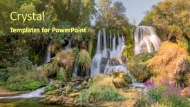  Presentation with bosnia - Presentation design featuring kravica-waterfall-on-trebizat-river background and a tawny brown colored foreground