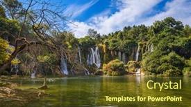  Presentation with bosnia - Slide set having kravice-waterfall-in-bosnia background and a tawny brown colored foreground