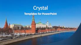  Presentation with russia - Theme having kremlin in moscow russia at winter background and a teal colored foreground