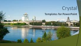  Presentation with russia city - Audience pleasing PPT theme consisting of kremlin-tower-of-pskov-city backdrop and a light blue colored foreground