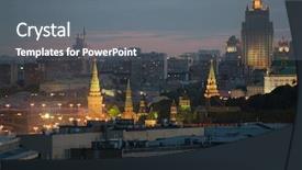  Presentation with night stars - Amazing theme having kremlin towers among roofs stalin backdrop and a gray colored foreground
