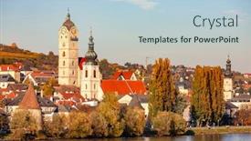  Presentation with new river valley - Presentation design with krems-an-der-donau background and a light blue colored foreground