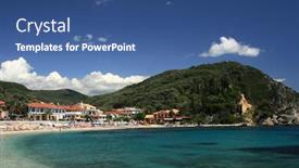  Presentation with beach - Audience pleasing presentation consisting of krioneri-beach-in-parga-greece backdrop and a ocean colored foreground