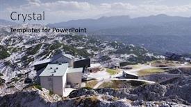  Presentation with cable - PPT theme consisting of krippenstein cable car station austria europe background and a light blue colored foreground