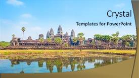  Presentation with cambodia - Amazing PPT theme having krishna - angkor wat temple siem reap backdrop and a light blue colored foreground