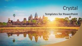  Presentation with cambodia - Colorful presentation enhanced with krishna - angkor wat temple siem reap backdrop and a teal colored foreground