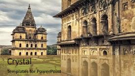  Presentation with india temple - Slide deck consisting of krishna - chaturbhuj temple in orchha madhya background and a gold colored foreground
