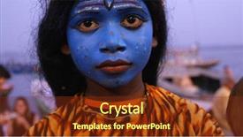  Presentation with ghat - PPT theme having krishna - children painted near raj ghat background and a tawny brown colored foreground