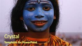  Presentation with varanasi - Colorful theme enhanced with krishna - children painted near raj ghat backdrop and a tawny brown colored foreground