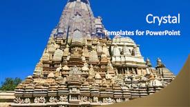  Presentation with sculpture art - Presentation with krishna - detail of parsvanath temple eastern background and a teal colored foreground