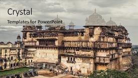  Presentation with india - PPT layouts enhanced with krishna - jehangir mahal citadel in orchha background and a light gray colored foreground