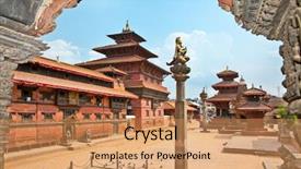  Presentation with nepal - Slide set enhanced with krishna - mani keshar chowk at durbar background and a coral colored foreground