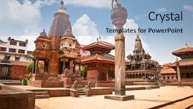  Presentation with temple - Colorful presentation design enhanced with krishna - narsingha temple at durbar sqaure backdrop and a light blue colored foreground