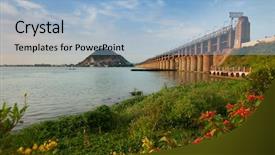  Presentation with barrage - Audience pleasing PPT theme consisting of krishna - prakasam barrage bridge backdrop and a light blue colored foreground