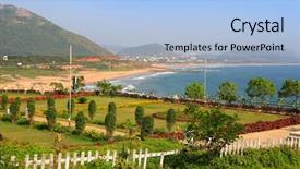  Presentation with andhra pradesh - Audience pleasing slide deck consisting of krishna - scenic visakhapatnam beach in andhra backdrop and a light blue colored foreground