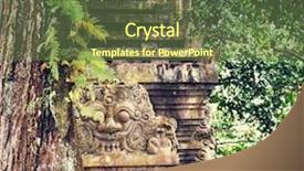  Presentation with bali statue - Presentation theme having krishna - stone statue on bali indonesia background and a tawny brown colored foreground