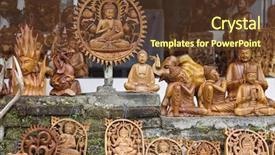  Presentation with krishna - Cool new PPT theme with krishna - wooden crafted figurines backdrop and a tawny brown colored foreground